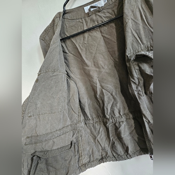 Ricki's Women's Coat Jacket Military Utility Pilot Pockets Army Green zip SMALL - Picture 5 of 6